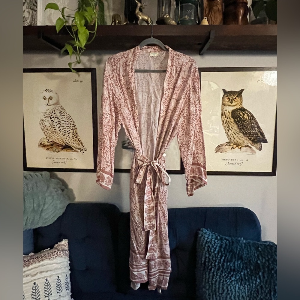 World Market Pink Paisley Robe